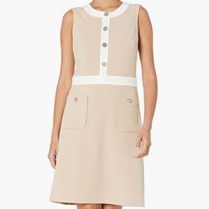 NWT - Tommy Hilfiger Scuba Crepe Button A-Line Dress (Size 10)
